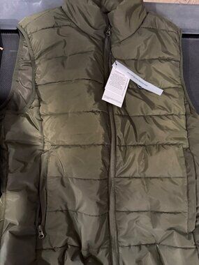 KSFJZF Womens Heated Vest, USB Power Bank & Zipper Pockets Olive Green Size L